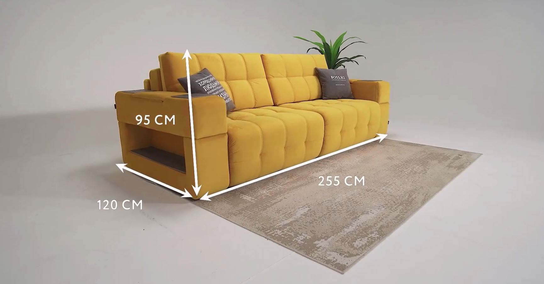 Диван BOSS.XO велюр Alkantara пепел / WOOD Rock