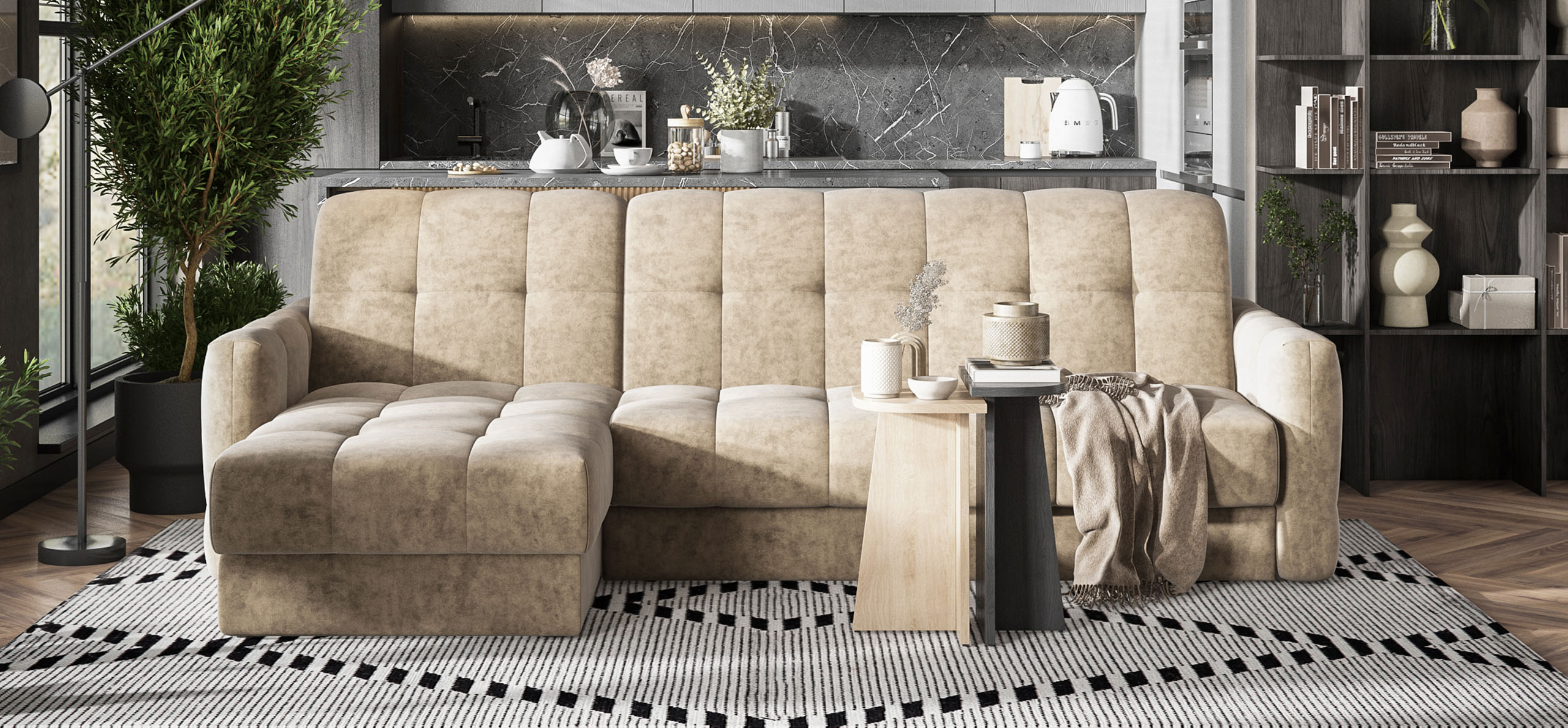 Босс Слип 160 угловой диван Велюр Роял тауп