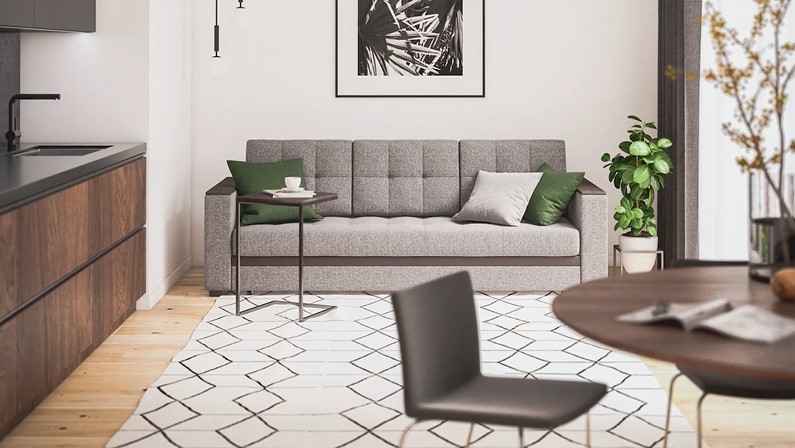 Диван Атланта Люкс SE рогожка Malmo серый