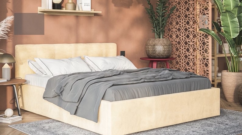 Кровать Белла 160*200 велюр Monolit аква