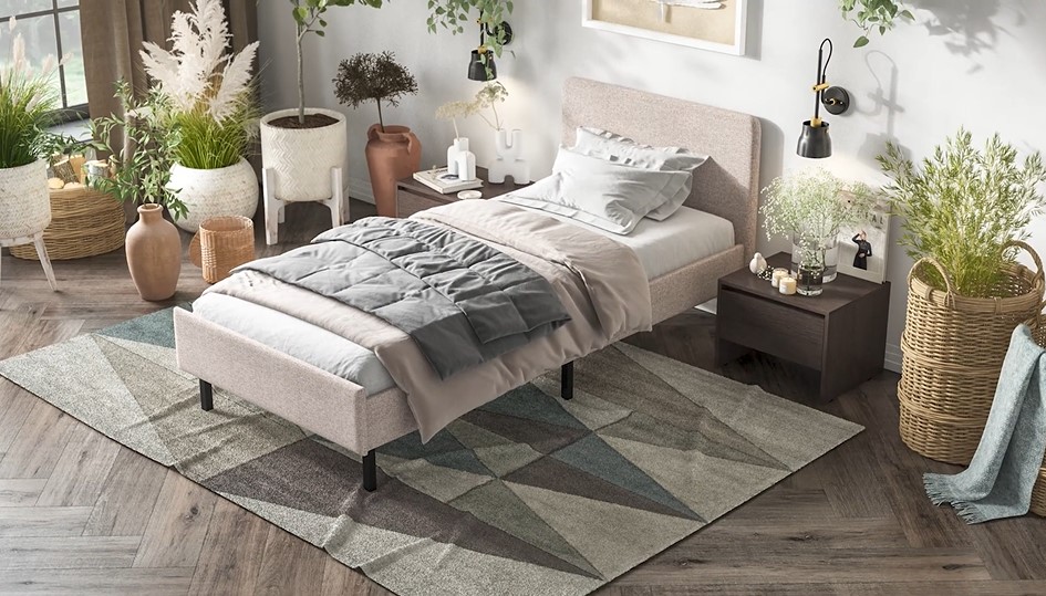 Кровать Уна мини рогожка Malmo платина, Чёрная