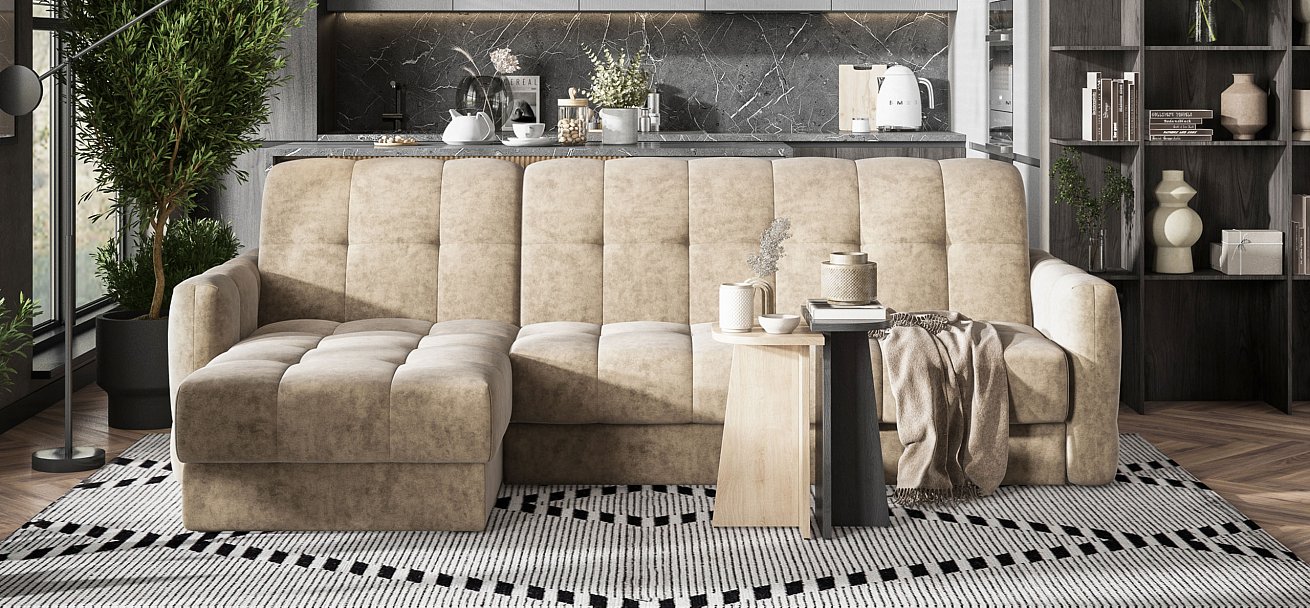 Босс Слип 160 угловой диван Велюр Алькантара пепел