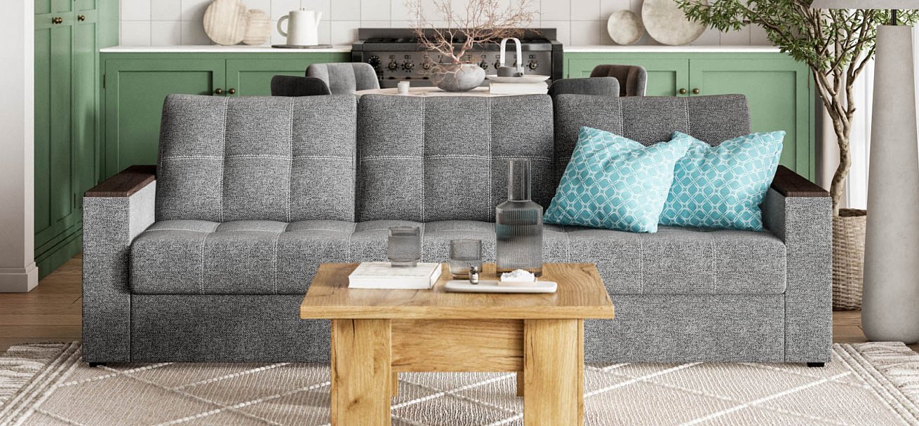 Диван Атланта НПБ 120 рогожка Malmo серый