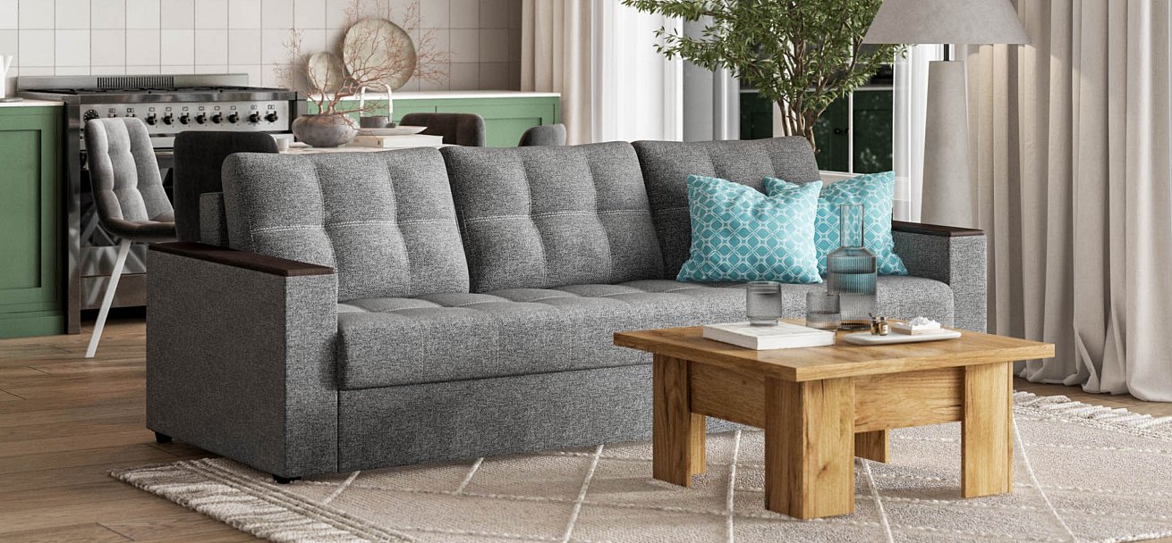 Диван Атланта НПБ 120 рогожка Malmo серый