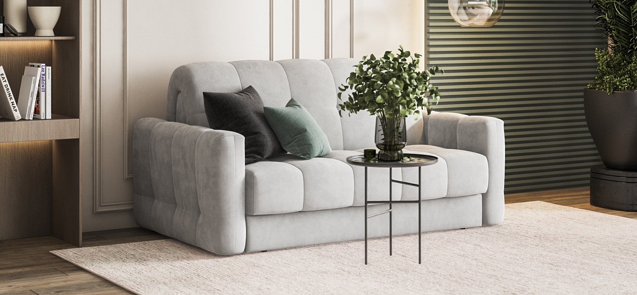 Диван BOSS Sleep 140 велюр Monolit сталь