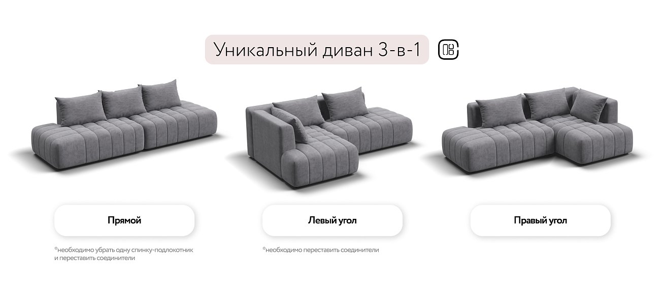 Босс Твин угловой диван правый Велюр Роял агат