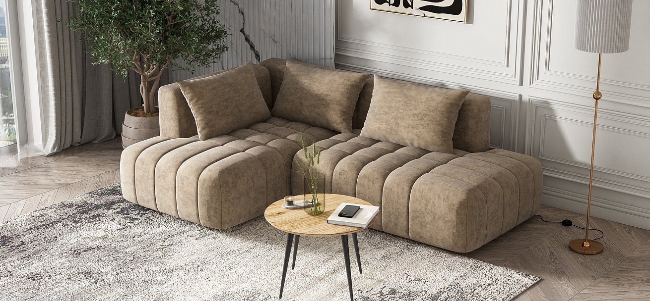 Босс Твин угловой диван левый Велюр Роял тауп