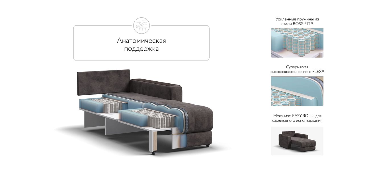 Кресло-кровать BOSS 2.0 велюр Alkantara серый