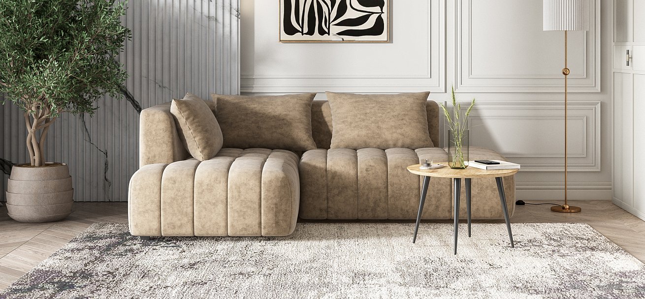 Босс Твин угловой диван левый Велюр Роял тауп