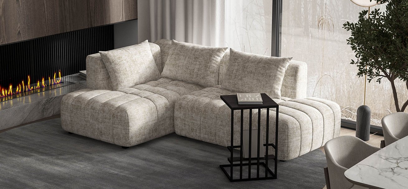 Босс Твин угловой диван левый Шенилл Смарт кварц