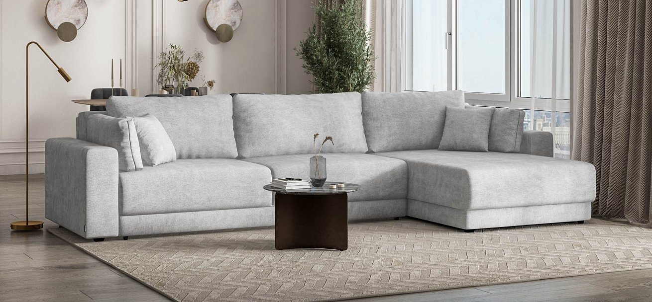 Угловой диван Босс Прайм Макс Вельвет CORD серый