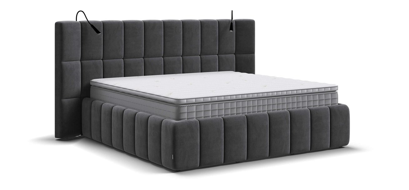 Кровать BOSS.XO 180*200 велюр Monolit серая