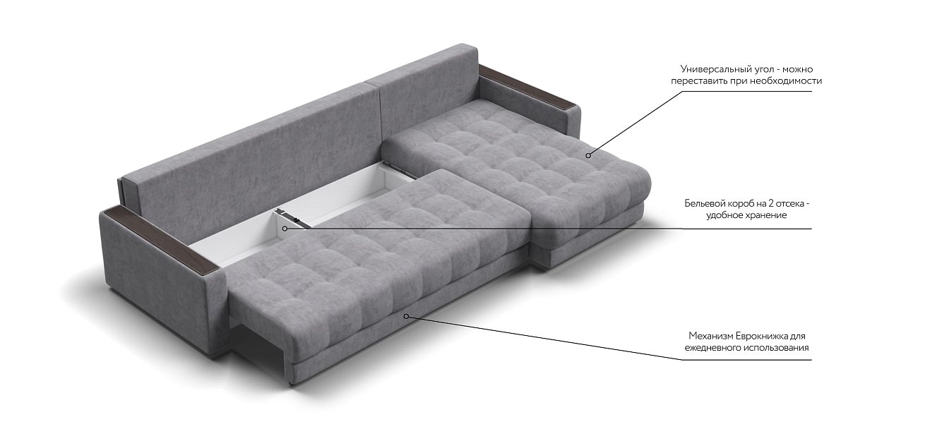 Угловой диван BOSS 3.0 MAX Велюр Роял агат