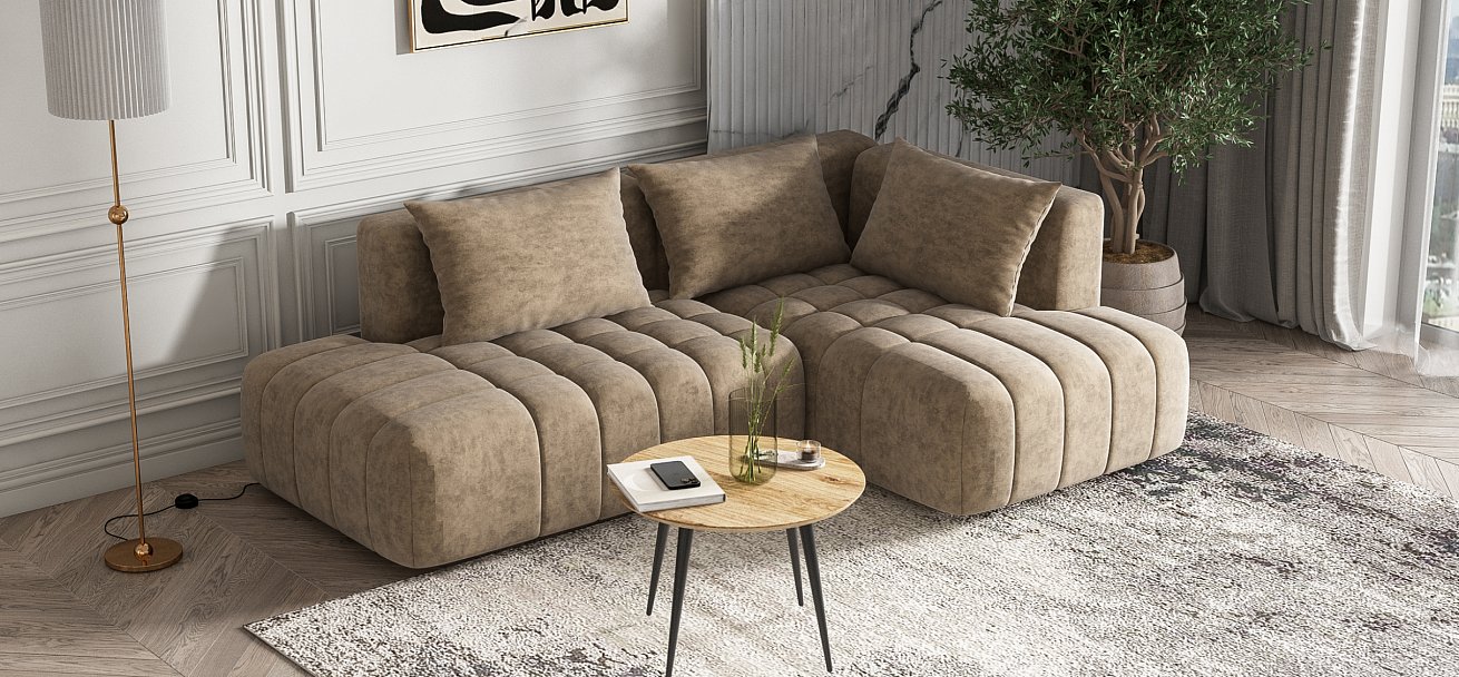 Босс Твин угловой диван правый Велюр Роял тауп