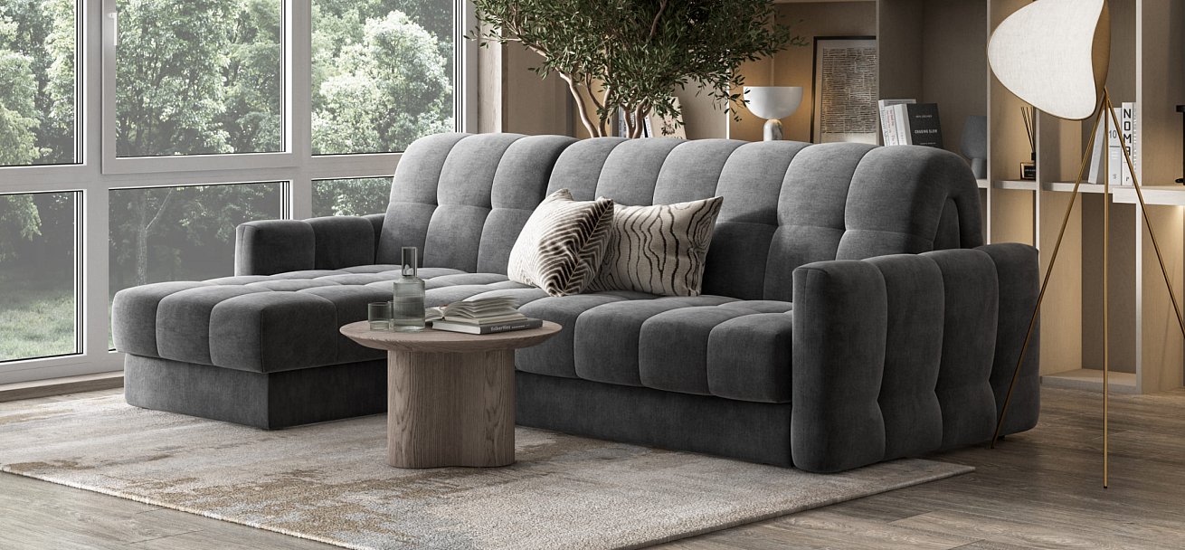 Угловой диван BOSS Sleep 160 велюр Monolit серый