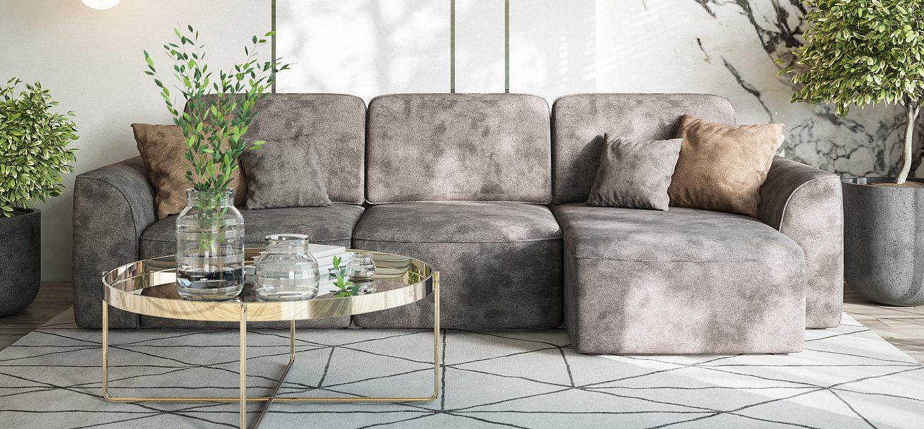 Угловой диван KING SE Велюр Alkantara серый