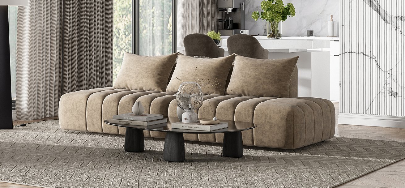 Диван Босс Твин прямой Велюр Роял тауп