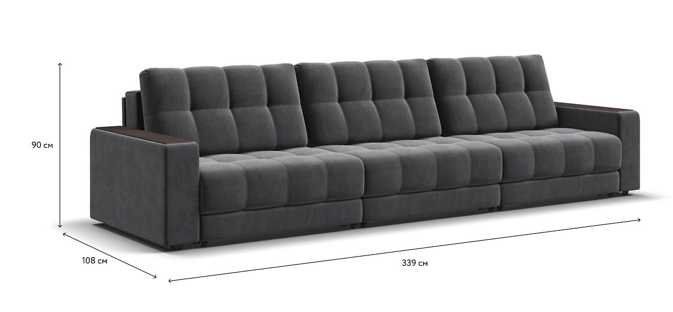 Диван BOSS GRAND Велюр Monolit серый