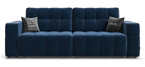 Диван BOSS.XO велюр Monolit синий / WOOD Rock