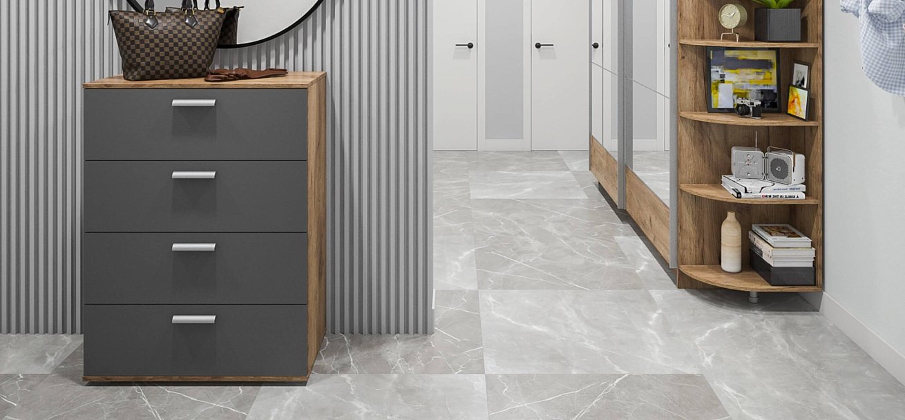 Комод LUX Серый графит, Крафт табачный