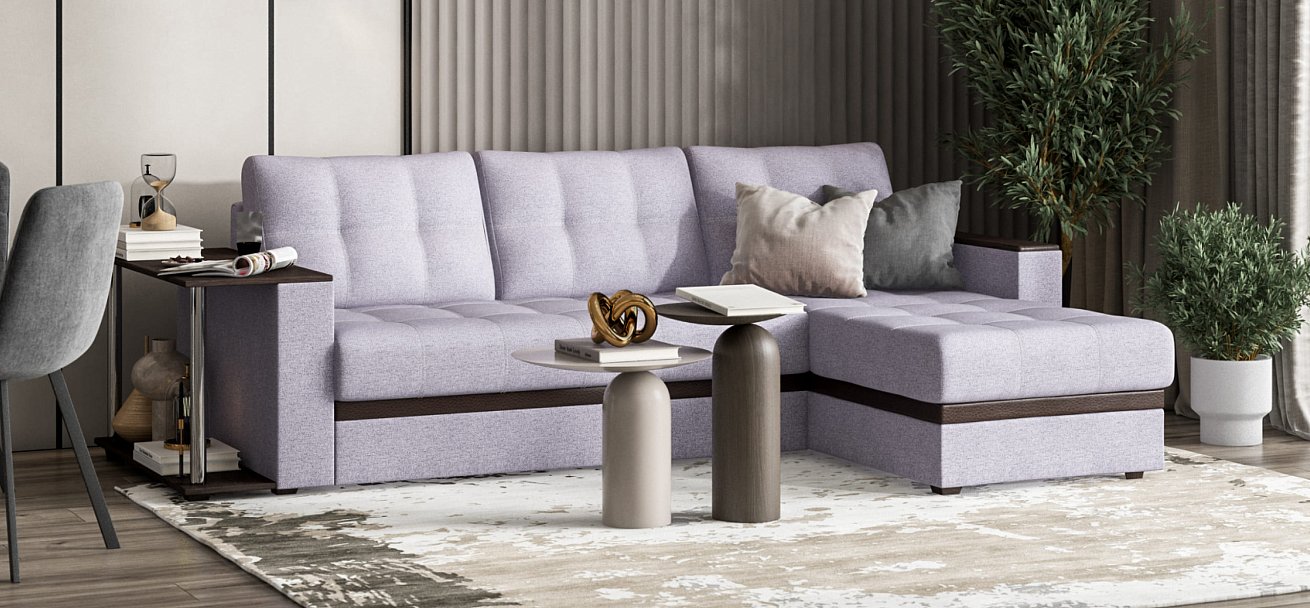 Угловой диван Атланта Люкс рогожка Malmo платина