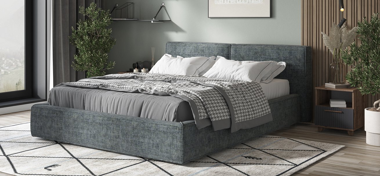 Кровать NORD Шенилл IQ серая