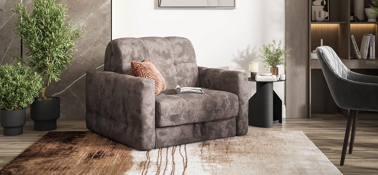 Босс Слип кресло-кровать Велюр Алькантара серый