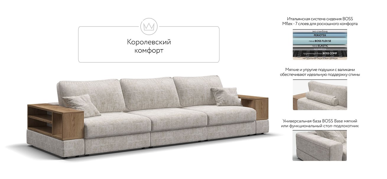 Диван-кровать Босс Модуль Макс, две полки, Шенилл Смарт кварц