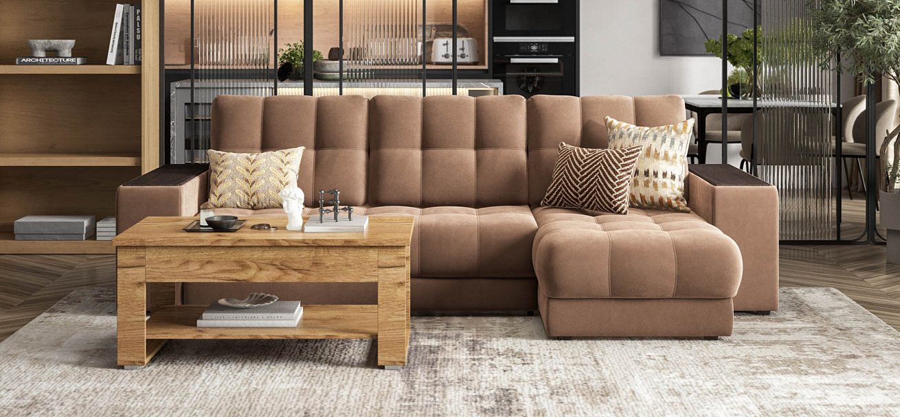 Угловой диван BOSS 3.0 XL велюр Monolit мокко