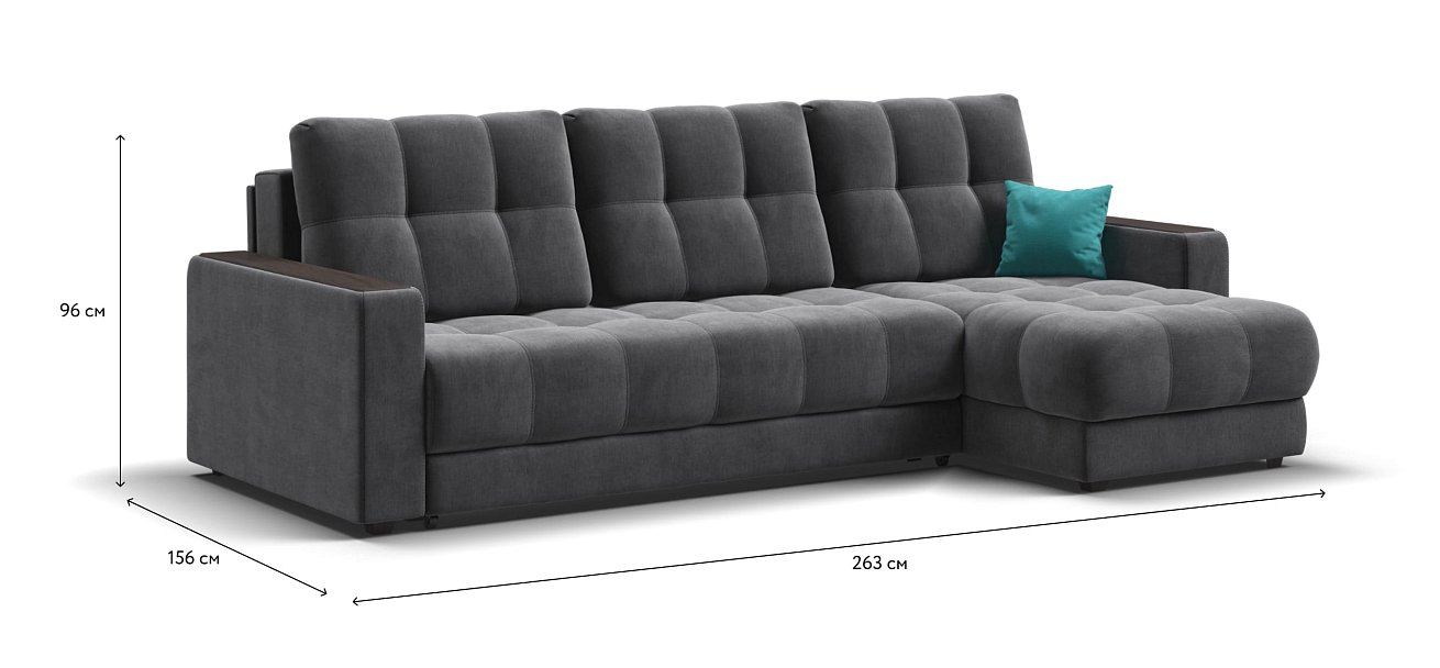 Угловой диван BOSS 3.0 Classic XL велюр Monolit серый