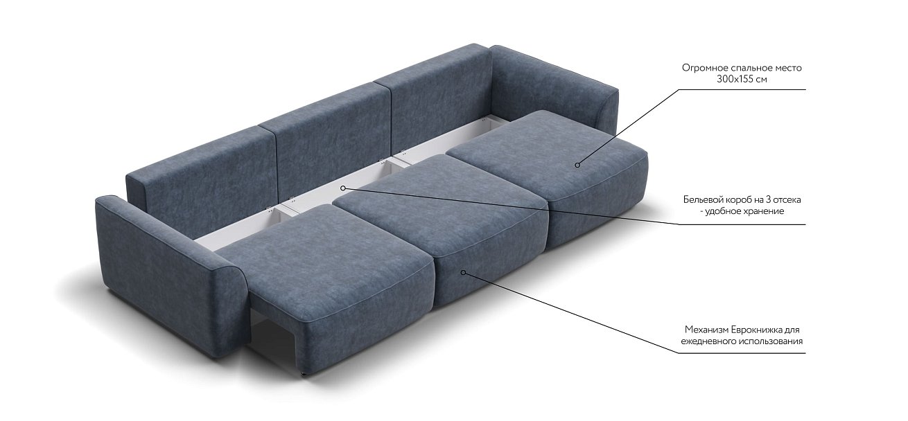 Диван KING MAX SE Велюр Royal топаз NEW