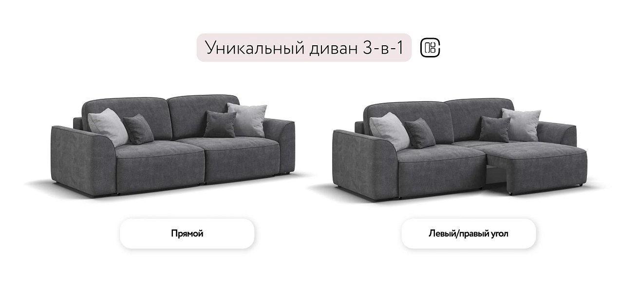Кинг Про диван Шенилл Клауд графит