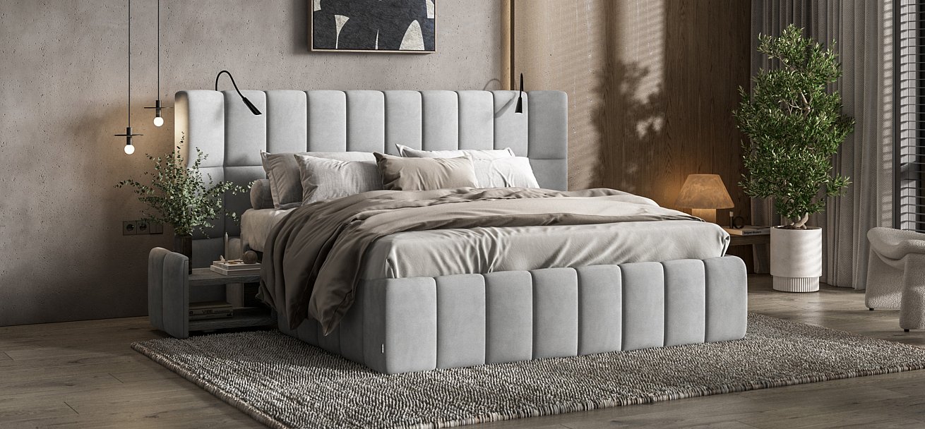 Кровать BOSS.XO 180*200 велюр Monolit сталь