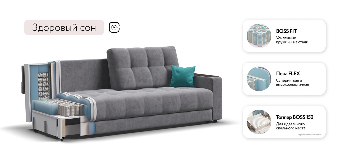 Диван BOSS 2.0 Велюр Роял агат