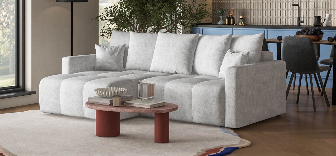 Угловой диван BOSS TREND Шенилл CLOUD грей