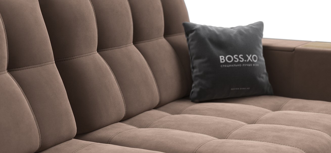 Диван BOSS.XO MAX велюр Monolit мокко / WOOD Smok
