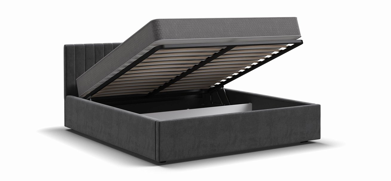 Кровать РОНДА 160*200 велюр MONOLIT серая