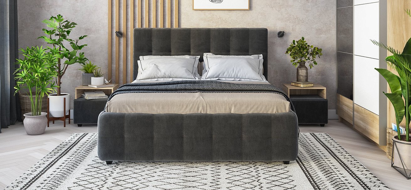 Кровать Босс 160*200 Про велюр Monolit серая
