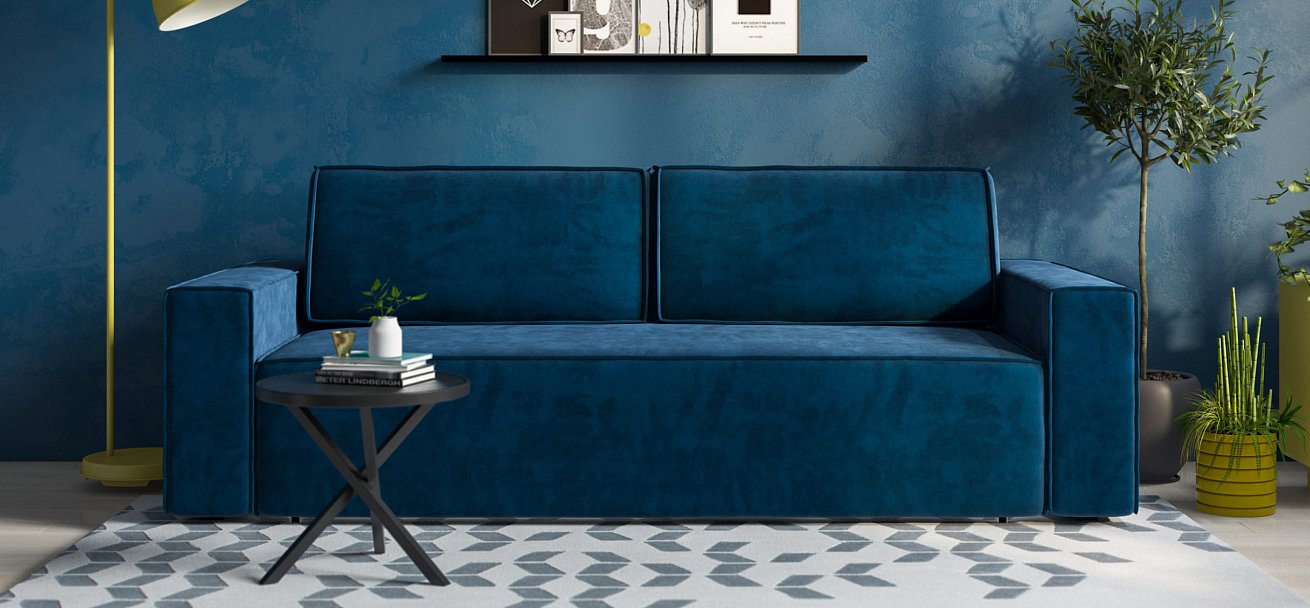 Диван Норд Велюр Monolit синий