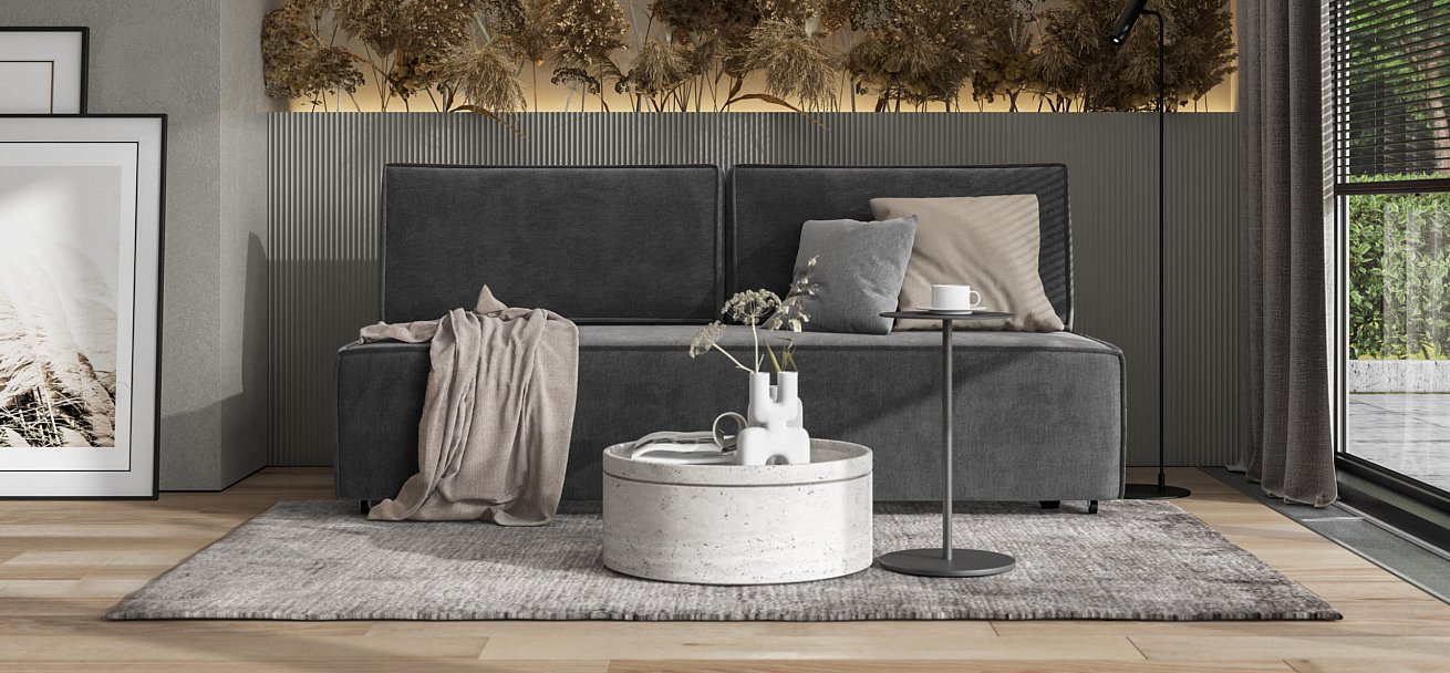 Диван NORD mini велюр Monolit серый