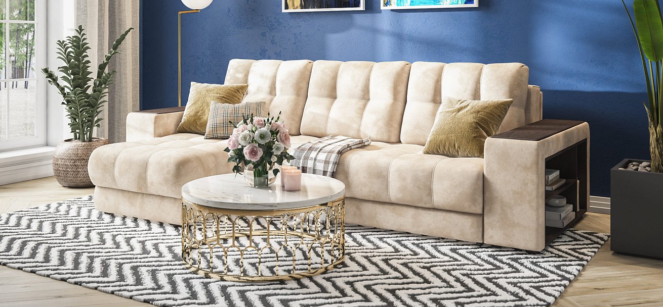 Угловой диван BOSS 3.0 XL велюр Alkantara пепел