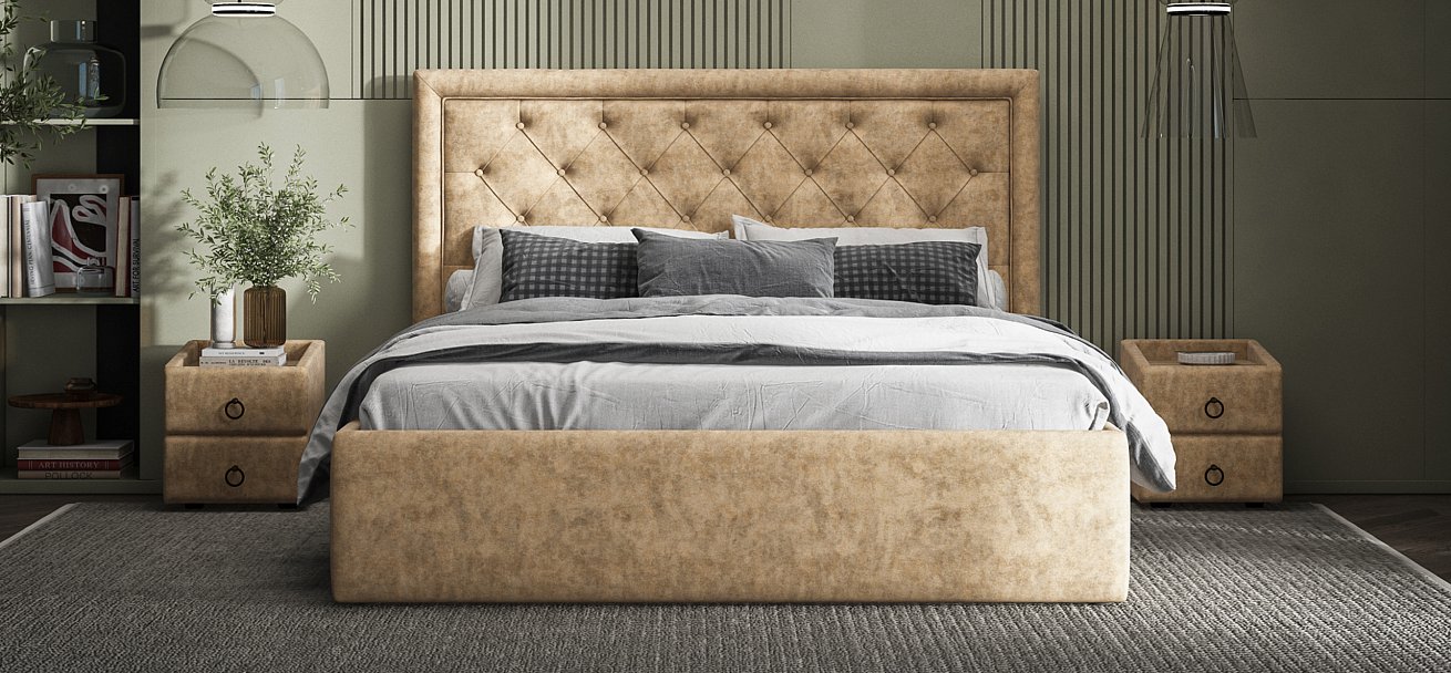 Кровать Босс Классик 180*200 Про велюр Royal шампань NEW