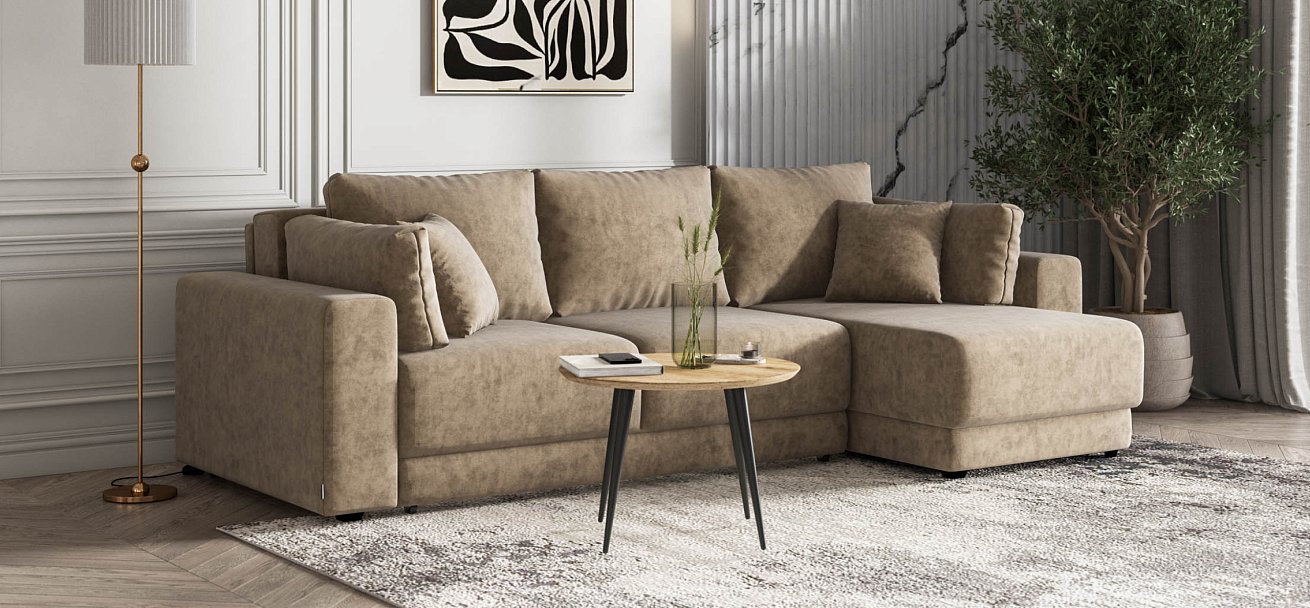 Угловой диван Босс Прайм ХЛ Велюр Роял тауп