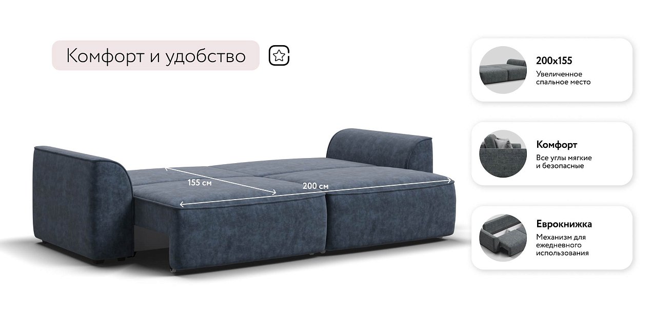 Элит диван Велюр Роял синий