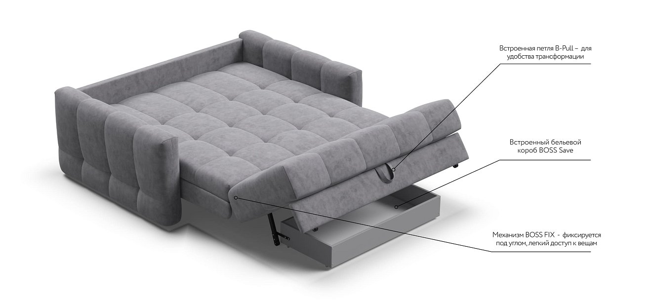 Диван BOSS Sleep 140 Велюр Роял агат