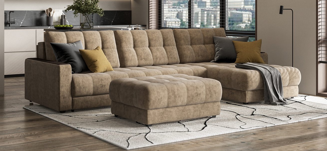 Угловой диван BOSS 3.0 MAX Велюр Роял тауп