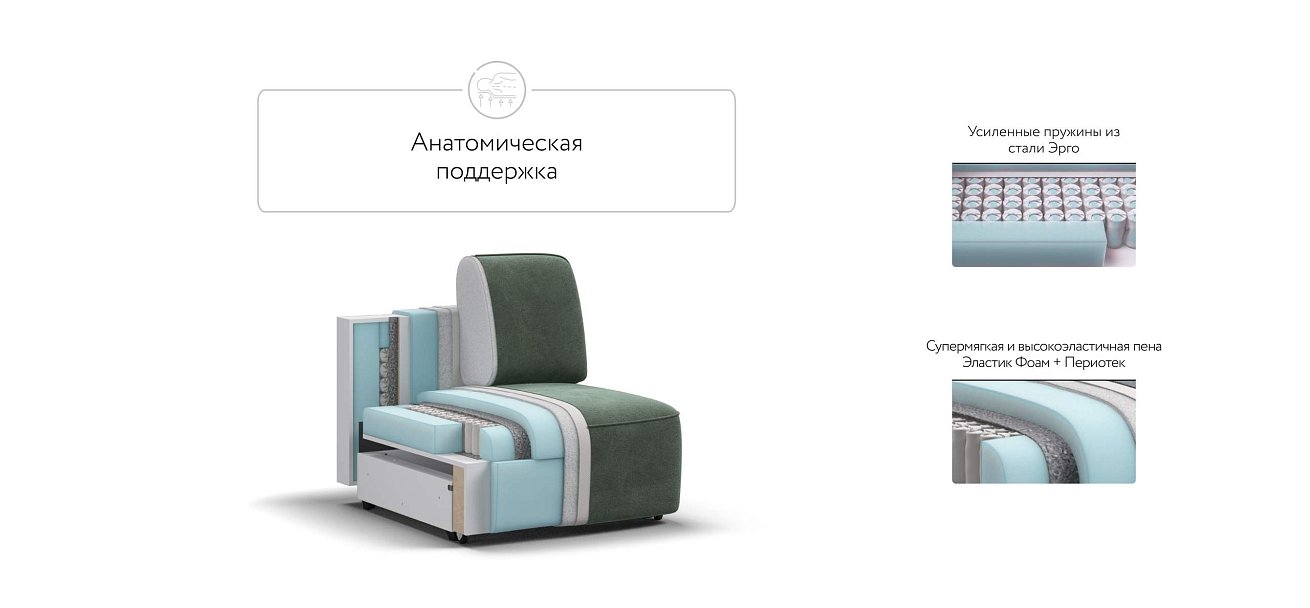 Кинг Модуль спальное место Велюр Реал зеленый