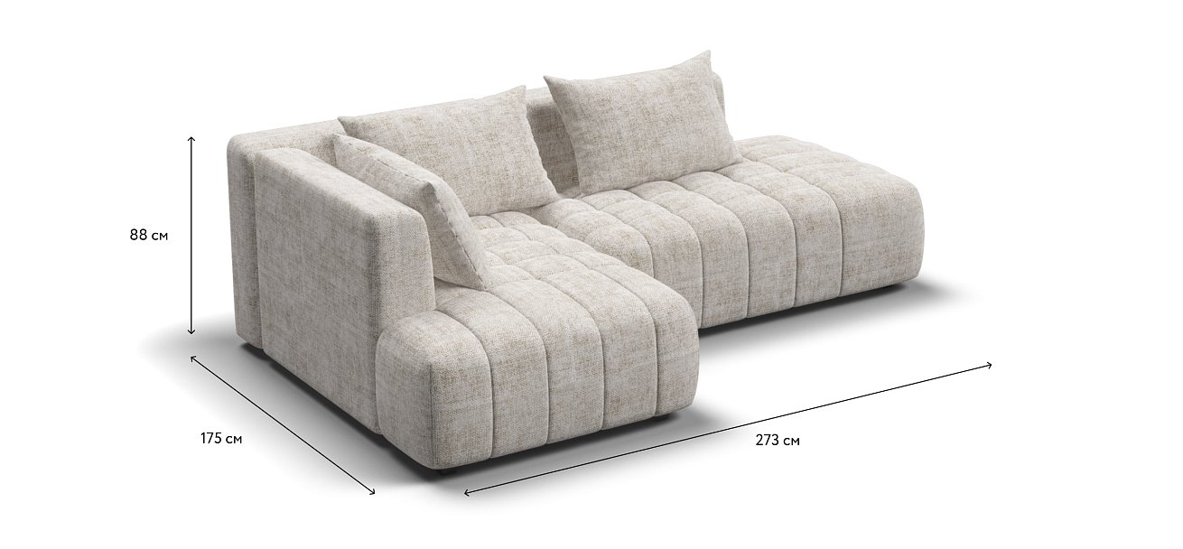 Босс Твин угловой диван левый Шенилл Смарт кварц