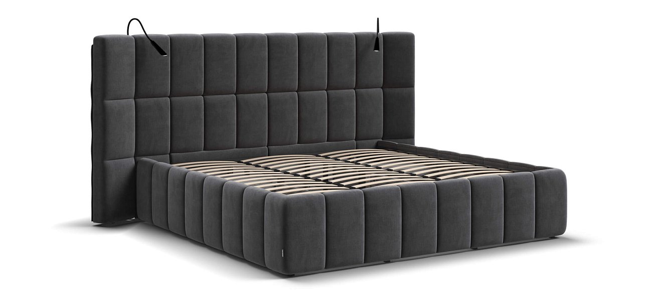 Кровать BOSS.XO 180*200 велюр Monolit серая