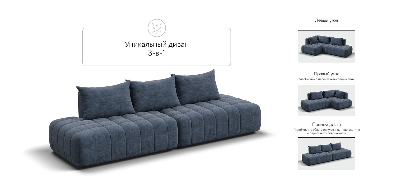 Диван Босс Твин прямой Велюр Royal топаз